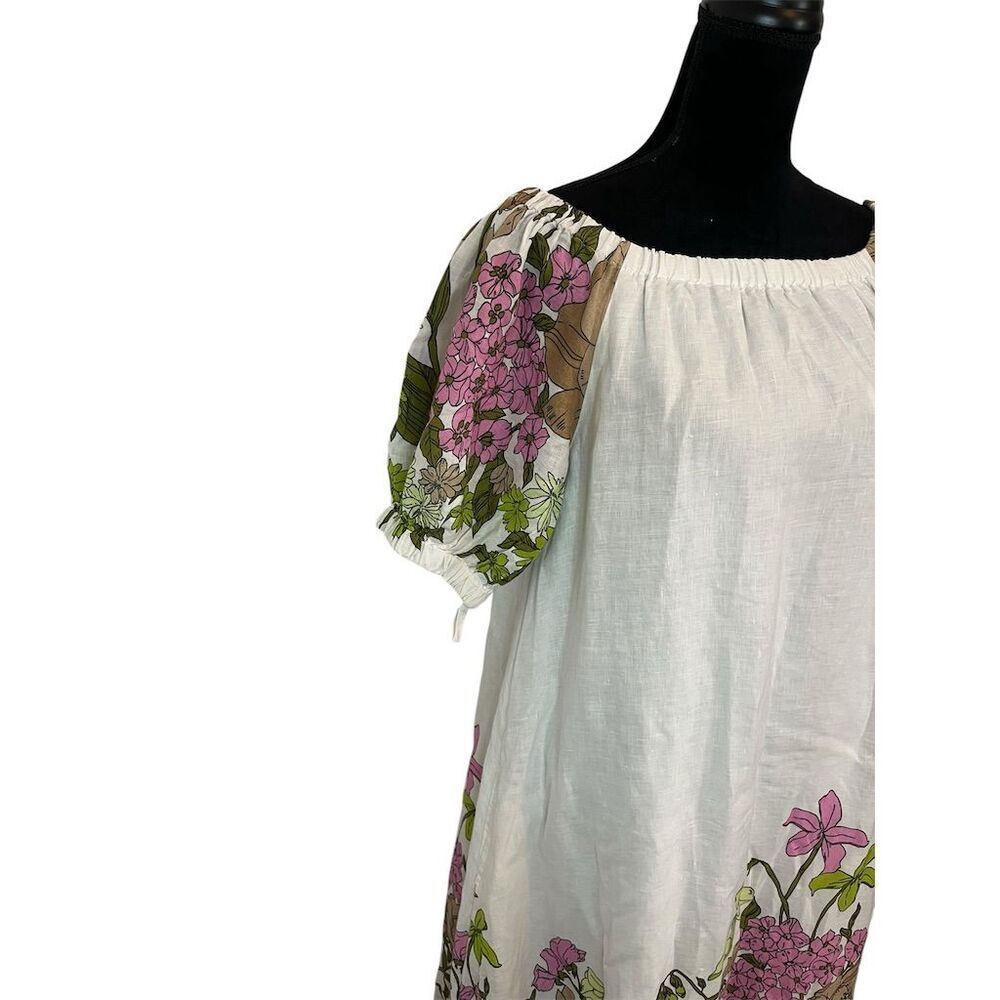 NWT RARE Vineyard Vines Women's‎ White Off Shoulder Botanical Linen Maxi Dress - Picture 5 of 9